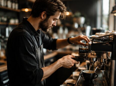 Barista pulling an espresso shot
