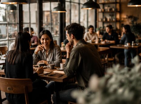 Friends enjoying coffee together